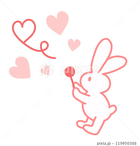 ハートを飛ばしている恋するうさぎのイラストのイラスト素材
