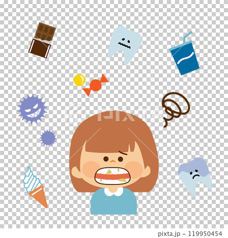 虫歯 歯磨きしない子供　かわいいイラスト素材 119950454
