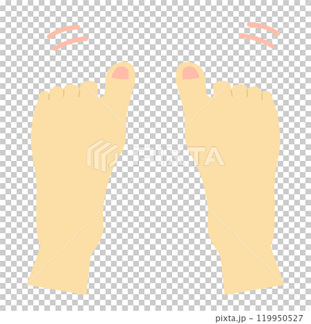 足のじゃんけん、チョキをしている足の手描きイラスト 119950527