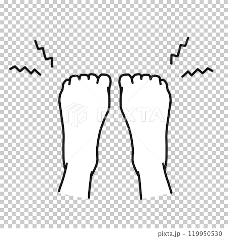 足の指を握りしめている手描き線画イラスト 119950530