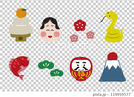 シンプルな正月素材セット 119950577