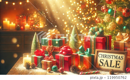 クリスマスツリーとプレゼントとセール 119950762