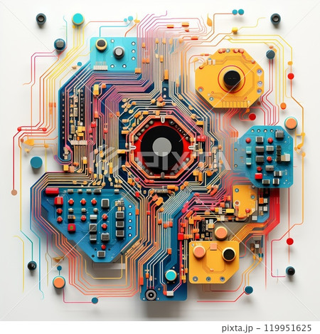 ポップな電子回路　パステルカラー 119951625