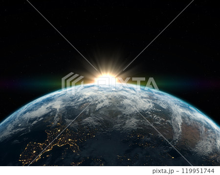 地球 ヨーロッパ 太陽 CG 背景 地球 ヨーロッパ 太陽 CG 背景 119951744