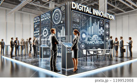 デジタルトランスフォーメーションを表現したビジネスイベントのイラスト デジタルトランスフォーメーションを表現したビジネスイベントのイラスト 119952008