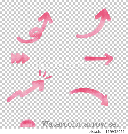 Red watercolor style pop hand-drawn arrow set 119952051