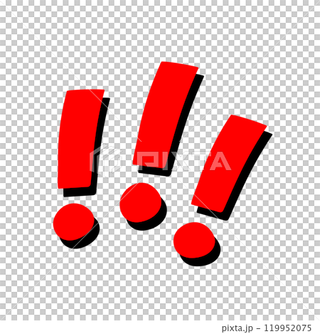 Red hand-drawn exclamation mark illustration warning point 119952075
