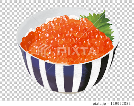 いくら丼（大葉付き）縞椀 119952082