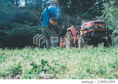 畑の周りの草刈り 119952364