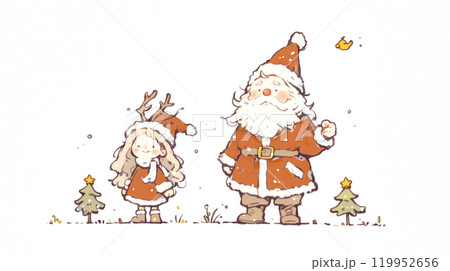 サンタクロースと小さな子供 119952656