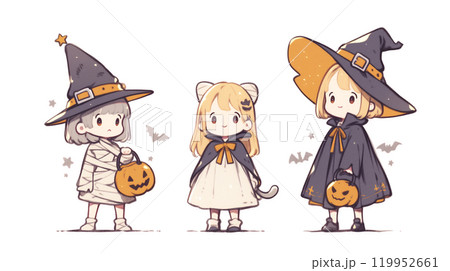 ハロウィン衣装　コスプレしている子供たち 119952661