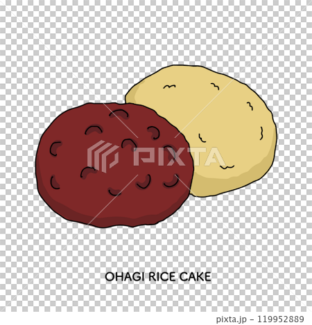 日本甜點_ohagi線描手繪插畫 119952889