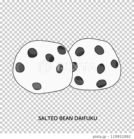 和菓子＿塩豆大福の線画　手描きのイラスト 119952892