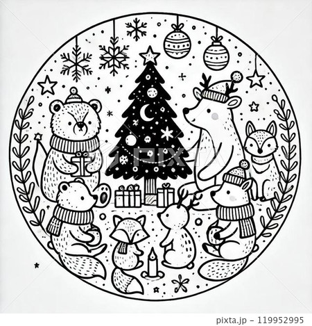 手書き風クリスマスカラー 手書き風クリスマスカラー 119952995