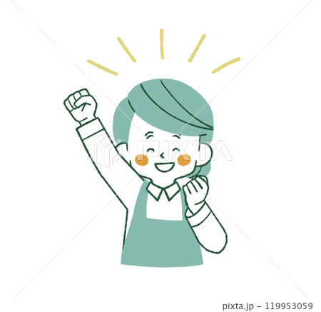 喜んでいるエプロンを着用した女性-4色 119953059