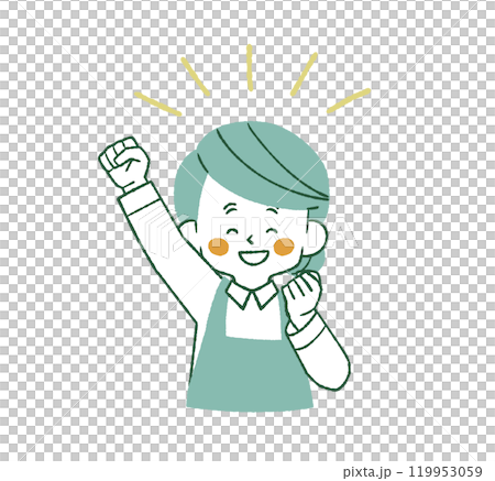 喜んでいるエプロンを着用した女性-4色 119953059