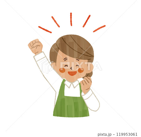 喜んでいるエプロンを着用した女性-ガッシュ 119953061