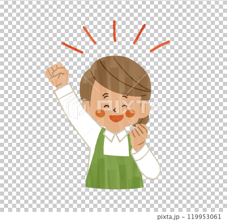 喜んでいるエプロンを着用した女性-ガッシュ 119953061