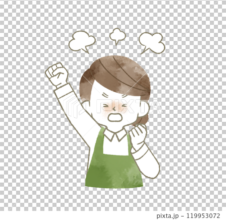 穿著憤怒圍裙的女人-水彩 119953072