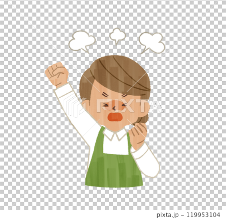 Angry Woman Wearing an Apron - Gouache 119953104