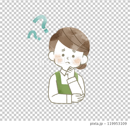 Woman wearing a questioning apron - watercolor Woman wearing a questioning apron - watercolor 119953109