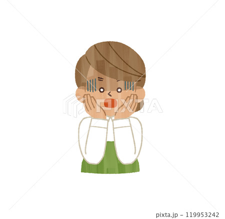 ショックを受けているエプロンを着用した女性-ガッシュ ショックを受けているエプロンを着用した女性-ガッシュ 119953242