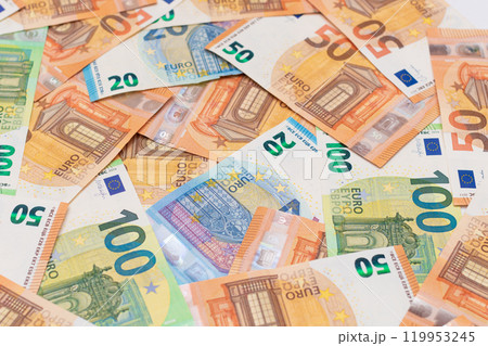Different Euro Banknotes Money Background 119953245