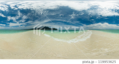 Ocean waves over sandbar in Camiguin Island. Philippines. VR 360. Ocean waves over sandbar in Camiguin Island. Philippines. VR 360. 119953625