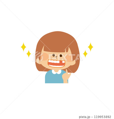 子供　歯　乳歯抜ける　かわいいイラスト素材 119953892