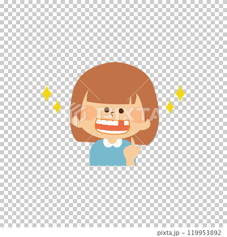 子供　歯　乳歯抜ける　かわいいイラスト素材 119953892