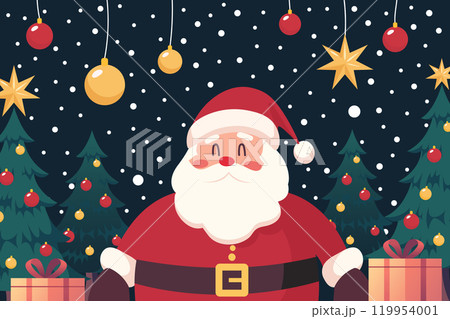 Santa claus with christmas ornaments greeting card. Vector illustration Santa claus with christmas ornaments greeting card. Vector illustration 119954001