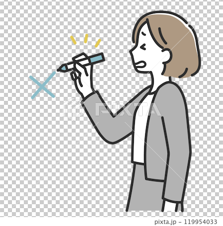 A business woman in a suit drawing a red line 119954033