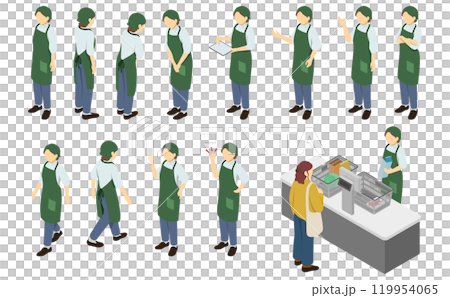 等距插圖：超市店員 119954065