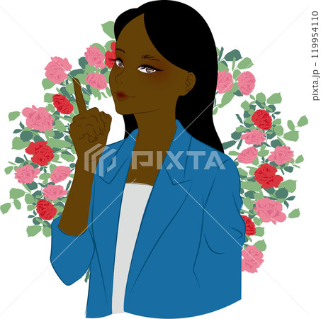 アフリカン・アメリカン女性がスーツを着て指を指している 119954110