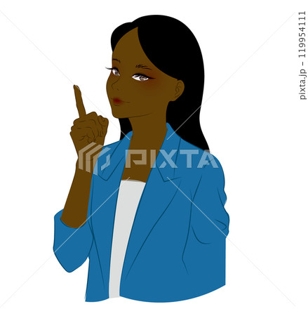 アフリカン・アメリカン女性がスーツを着て指を指している アフリカン・アメリカン女性がスーツを着て指を指している 119954111