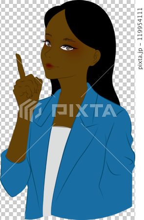 アフリカン・アメリカン女性がスーツを着て指を指している アフリカン・アメリカン女性がスーツを着て指を指している 119954111