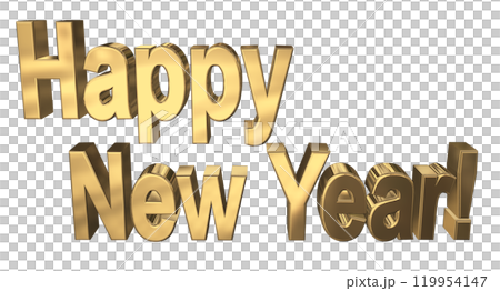 3DCG letters "Happy New Year" in gold 119954147