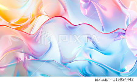 Abstract colorful fluid waves blending pastel hues and vibrant light 119954442