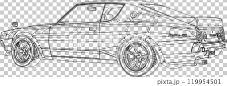 Car line drawing Kenmeri coloring book 119954501