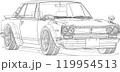 自動車線画ハコスカ塗り絵 119954513