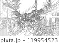 風景線画、京都二年坂の塗り絵 119954523