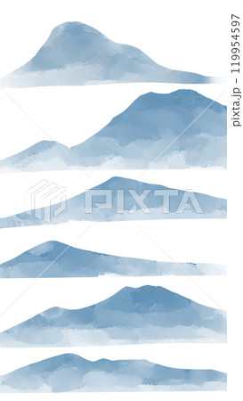 水墨画風の山の背景イラスト 119954597