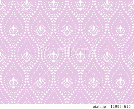 Flower geometric pattern. Seamless vector background. White and pink ornament Flower geometric pattern. Seamless vector background. White and pink ornament 119954616