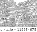 風景線画、京都八坂神社の塗り絵 119954675