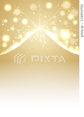 年賀状 ハガキサイズキラキラゴールド富士山のシンプル年賀状 背景 フレーム　文字なし 119954792