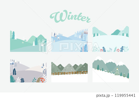 Collection of winter and xmas landscape 119955441