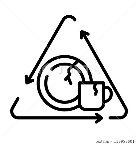 リサイクルされる割れたお皿とマグカップのアイコン。 119955601