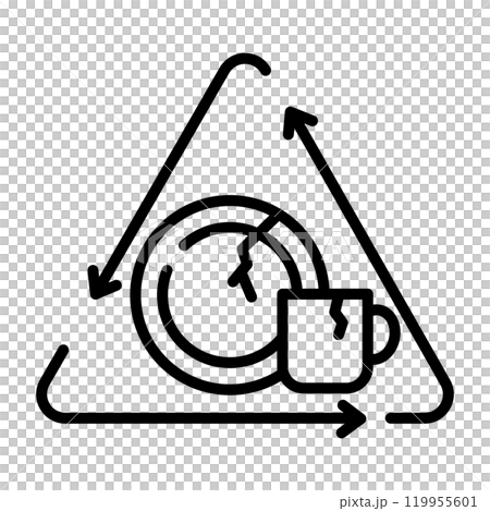 リサイクルされる割れたお皿とマグカップのアイコン。 119955601