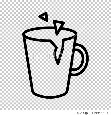 割れたマグカップのアイコン。 119955603