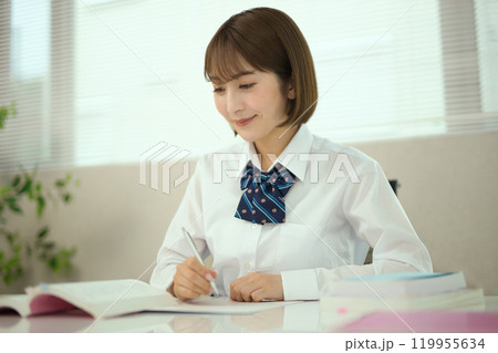 勉強する女子高生 119955634